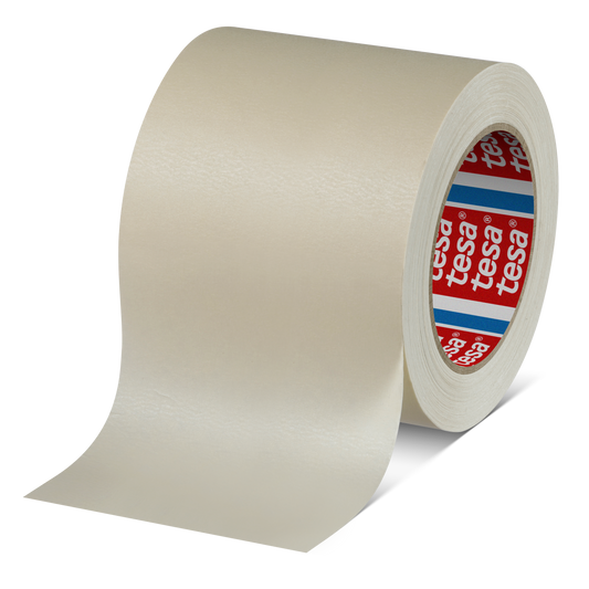 tesa® 4316 Finely crêped paper masking tape for paint spraying, chamois, 100 mm x 50 m