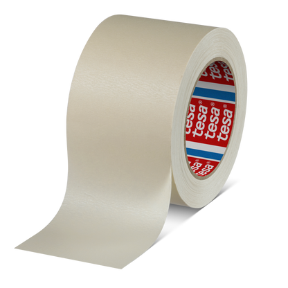 tesa® 4316 Finely crêped paper masking tape for paint spraying, chamois, 70 mm x 50 m