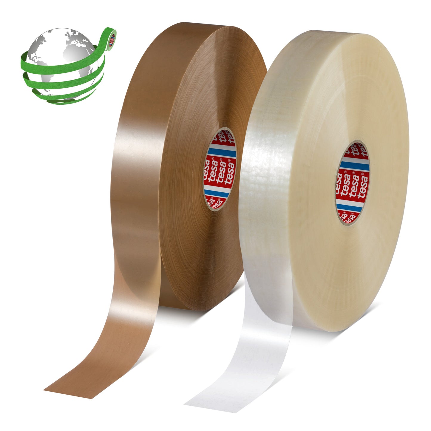 tesa® 60418 Thin recycled PET packaging tape with synthetic rubber adhesive, chamois, 75 mm x 132 m