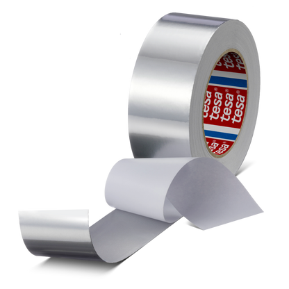 tesa® 60632 Conformable aluminum tape with paper liner - 30µ foil, silver, 50 mm x 50 m