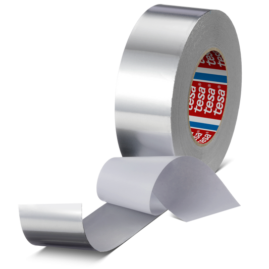 tesa® 60672 Robust aluminum tape with paper liner - 75µ foil, silver, 1200 mm x 1000 m